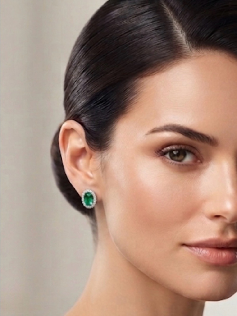 Emerald Green Halo Stud Earrings – 925 Sterling Silver